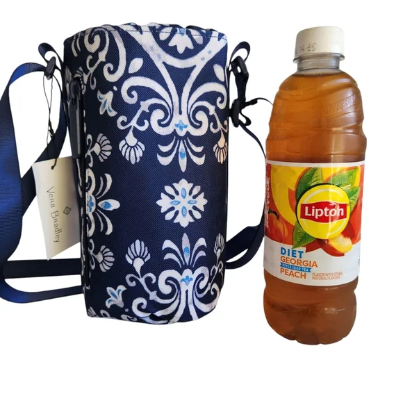 NEW Vera Bradley Water Bottle Crossbody Gym Travel Bag Steel Blue Medallion - Picture 11 of 12
